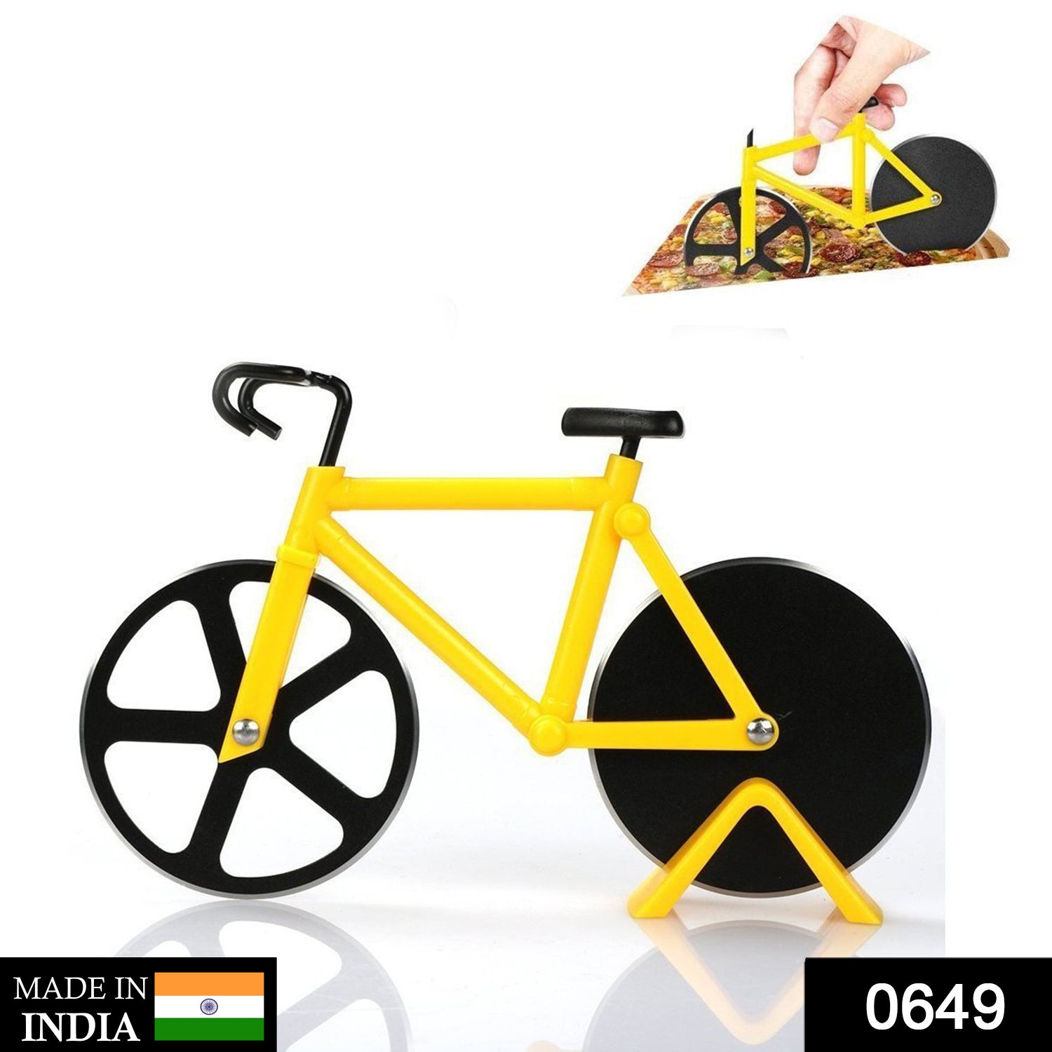 Stainless steel Bicycle shape Unbreakable Handle Pizza cutter | Pastry Cutter | Pizza Slicer with Grip on Handle and Stainless Steel Blade (1 Pc) Stainless steel Bicycle shape Unbreakable Handle Pizza cutter | Pastry Cutter | Pizza Slicer with Grip on Handle and Stainless Steel Blade (1 Pc)